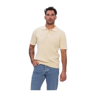 Selected Truien & Vesten, Heren, Beige, M, Katoen, Slhmattis SS Knit New Cable Polo