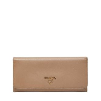 Prada Beige Leather Long Wallet (Tri-Fold) (Pre-Owned)