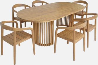 Sweeek Conjunto Mesa De Jard&iacute;n De Madera De Acacia Con 6 Sillas