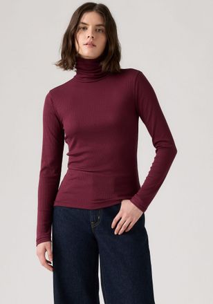 Levi's Rollkragenshirt LEVIS DREAMY TURTLENECK, Damen, Gr. L (40), tawny port, Rippware, Obermaterial: 92% Modal, 8% Elasthan, Shirts Rollkragenshirt