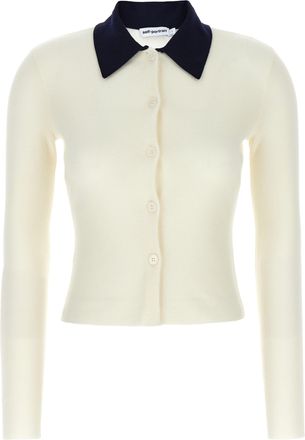 Self Portrait cream Merino Wool Cardigan