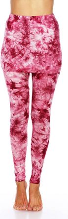 White Mark Tie Dye Skirted Leggings In Burgundy
