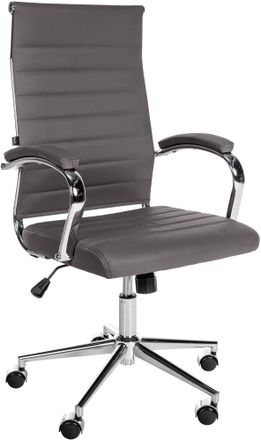 Clp Silla De Oficina Mollis De Cuero Aut&eacute;ntico Gris