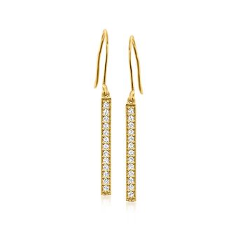 Ross-Simons Lab-Grown Diamond Linear Drop Earrings in 18kt Gold Over Sterling