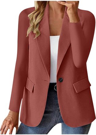 Generic ladies cardigans size 14 Womens Blazer Suit Business Casual Work Office Suit Jackets Lightweight One Button 3/4 Ruched Sleeve Open Front Blazers Sprin
