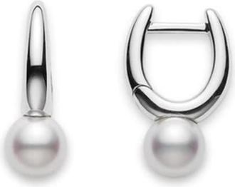 Mikimoto Classic Elegance Akoya Cultured Pearl Hoop Earrings in 18K White Gold - PEA946W