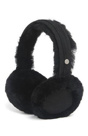 UGG UGG Genuine Dyed Shearling Single U Ear Muffs in Black at Nordstrom Rack