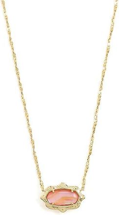 Kendra Scott Elisa Scallop Frame Short Pendant Womens Necklace Womens Necklace Gold Light Pink Iridescent Abalone