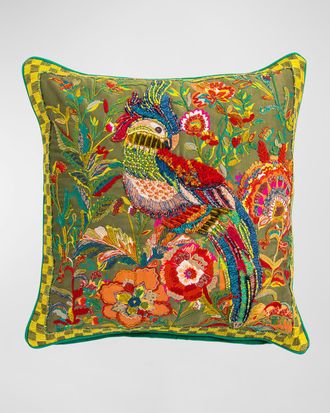 MacKenzie-Childs Cockatiel Chartreuse Pillow