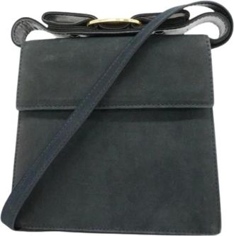 Ferragamo Pre-owned Cross Body Bags, female, Blue, Size: ONE SIZE Pre-owned Suede Shoulder bag