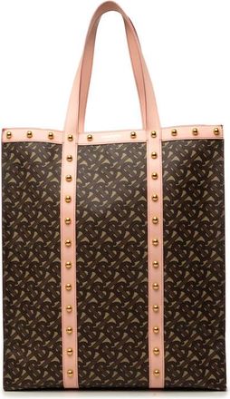 Burberry Pre-owned Burberry TB Monogram E Canvas and Studded Leather Vertical Tote Ladies BLIQF6E2NDSJQJ6M