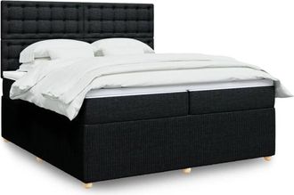 vidaXL Cama Box Spring Con Colch&oacute;n Tela Negro 200x200 Cm Vidaxl