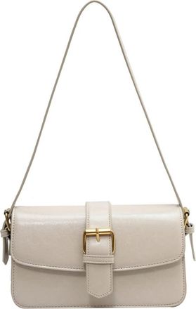 Generic Retro Leather Crossbody Bags for Women Fashion Flap Shoulder Bags Casual Underarm Bag Ladies Purse and Handbag (White)