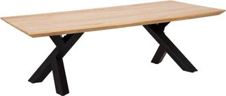 Wanderlust Deco Mesa de comedor de madera marr&oacute;n y negra 140x70x46 alt. cm