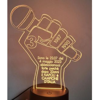 Trade Shop Trade Shop Traesio - Trade Shop - Lampada 3d Celebrativa Con Colori Rgb Napoli 3 Scudetto Campioni DItalia Design