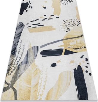 RugsX Rugsx - Alfombra Lavable Andre 1097 Abstracci&oacute;n Antideslizante - Blanco / Amarillo Multicolour 120x170 Cm