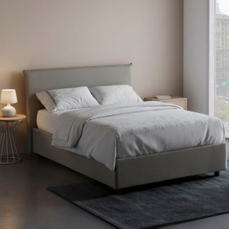 Dmora Dmora - Cama De Plaza Y Media Dbar&aacute;, Cama Contenedor Con Revestimiento De Tela, 100% Made In Italy, Apertura Frontal, Con Colch&oacute;n 120x200 Cm Incluido,
