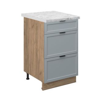 Vicco Mueble Bajo De Cocina Fame-line, Azul Claro-gris, 50 Cm, Et M&aacute;rmol