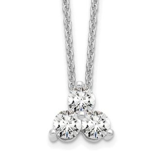 Diamond2Deal 14K Gold 3/8 Ct Lab Grown Diamond Three Stone Necklace 18 Clarity VS, Color D-E