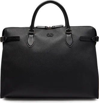 Valentino Large Grained Leather Tote - Black - One Size