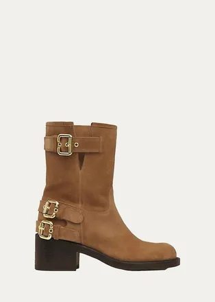 Chlo&eacute; Dakota Suede Moto Ankle Boots