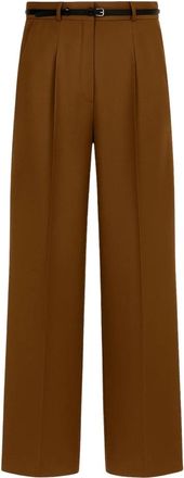 Sportmax Kil 12 Wijde broek - Dames - Wijde Broeken - Bruin - 2XS - Wol - Broeken