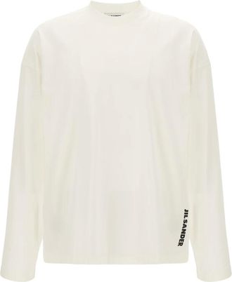 Jil Sander Camiseta de manga larga con estampado de logo - Tops - Hombre - Blanco - M