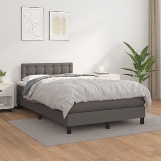 vidaXL Vidaxl - Cama Box Spring Con Colch&oacute;n Cuero Sint&eacute;tico Gris 120x200 Cm