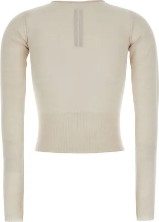 Rick Owens Womens Cropped Cashmere Sweater, Beige Tops Top