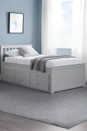 Julian Bowen Maisie Bed with Underbed & Storage Drawers in Grey | Size: Single