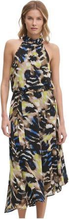 DKNY Bedrukte midi-jurk - Dames - Casual kleedjes - Veelkleurig - 2XS - Polyester - Kleedjes