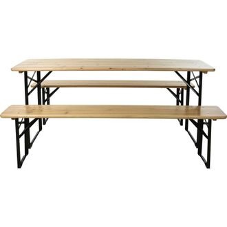 Ambiance Ambiance - Mesa &43 2 Bancos Plegables Madera, Mesa &43 2 Bancos Plegables Maderatama&ntilde;o De La Mesa: 180 X 50 X 76 Cmtama&ntilde;o Del Banco: 180 X 25 X 46 Cm