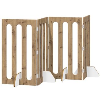 vidaXL Valla Plegable Para Mascotas 4 Pcs Roble Artesanal Vidaxl