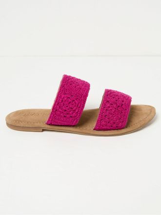 Fat Face FatFace Penelope Pink Crochet Sliders