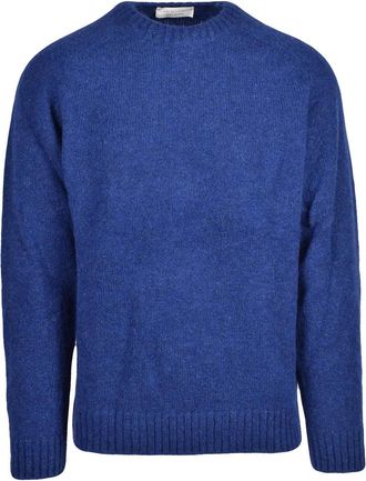 FILIPPO DE LAURENTIIS Crew Neck Sweater In Royal Blue Alpaca Blend