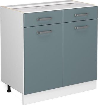 Vicco Mobiletto base per cucina R-Line, Grigio-blu, 80 cm, pl Rovere