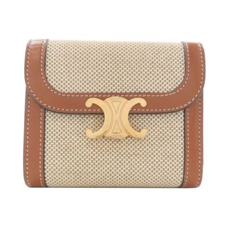 Celine Brown Canvas Leather Wallet (Tri-Fold) (Pre-Owned)