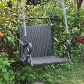 International Caravan Inc Resin Wicker/Steel Hanging Chair Swing