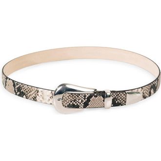 D&eacute;hanche Colette Snake Embossed Leather Belt in Ivorybrown Snakeskin/silver at Nordstrom, Size X-Small