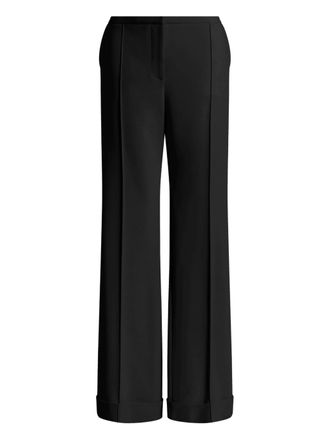 Alberta Ferretti Black Pantalone Wide-Leg Cuffed Viscose Pants