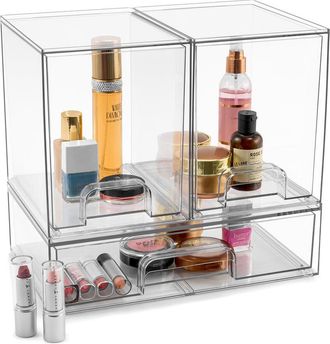 Sorbus Set Of 3 Acrylic Pull-Out Makeup Storage Containers