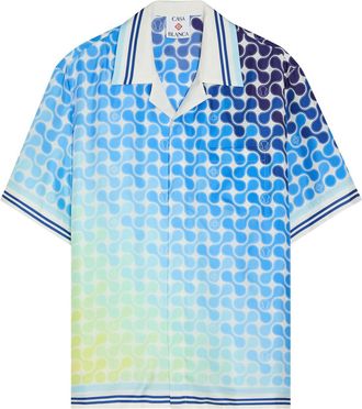 Casablanca Casablanca Tennis Tile Printed Silk-twill Shirt - White - XL