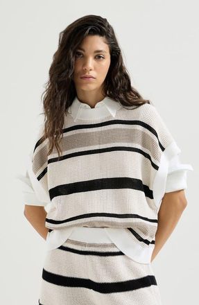 Brunello Cucinelli Cotton net knit T-shirt in White at Nordstrom, Size Xx-Small Eu