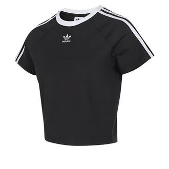 adidas (WMNS) adidas Adicolor 3-Stripes Cali T-Shirt Asia Sizing Black White JC8703