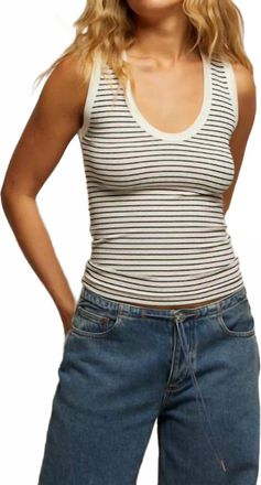 perfectwhitetee Jordan Stripe Tank In Navy