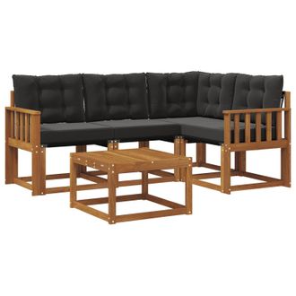 vidaXL Conjunto De Sof&aacute;s De Exterior Con Coj&iacute;n 5 Pcs Natural Y Negro Vidaxl