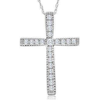 Pompeii3 1/3Ct Round Cut Diamond Cross Pendant 10k White or Yellow Gold Necklace 1 Tall