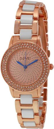 August Steiner Crystal Glitz Rose Gold-Tone and White Ceramic Ladies Watch AS8052RG
