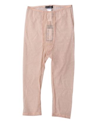 Dolce & Gabbana Beige Logo Lace Lingerie Cropped Tights Womens Underwear