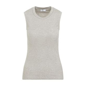PESERICO Peserico, Sleeveless Tops, female, Gray, Size: 2XS Lurex Top